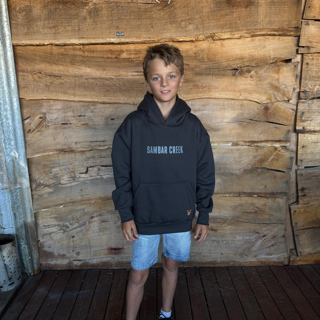 Charcoal Boxy Oversized Hood - KIDS