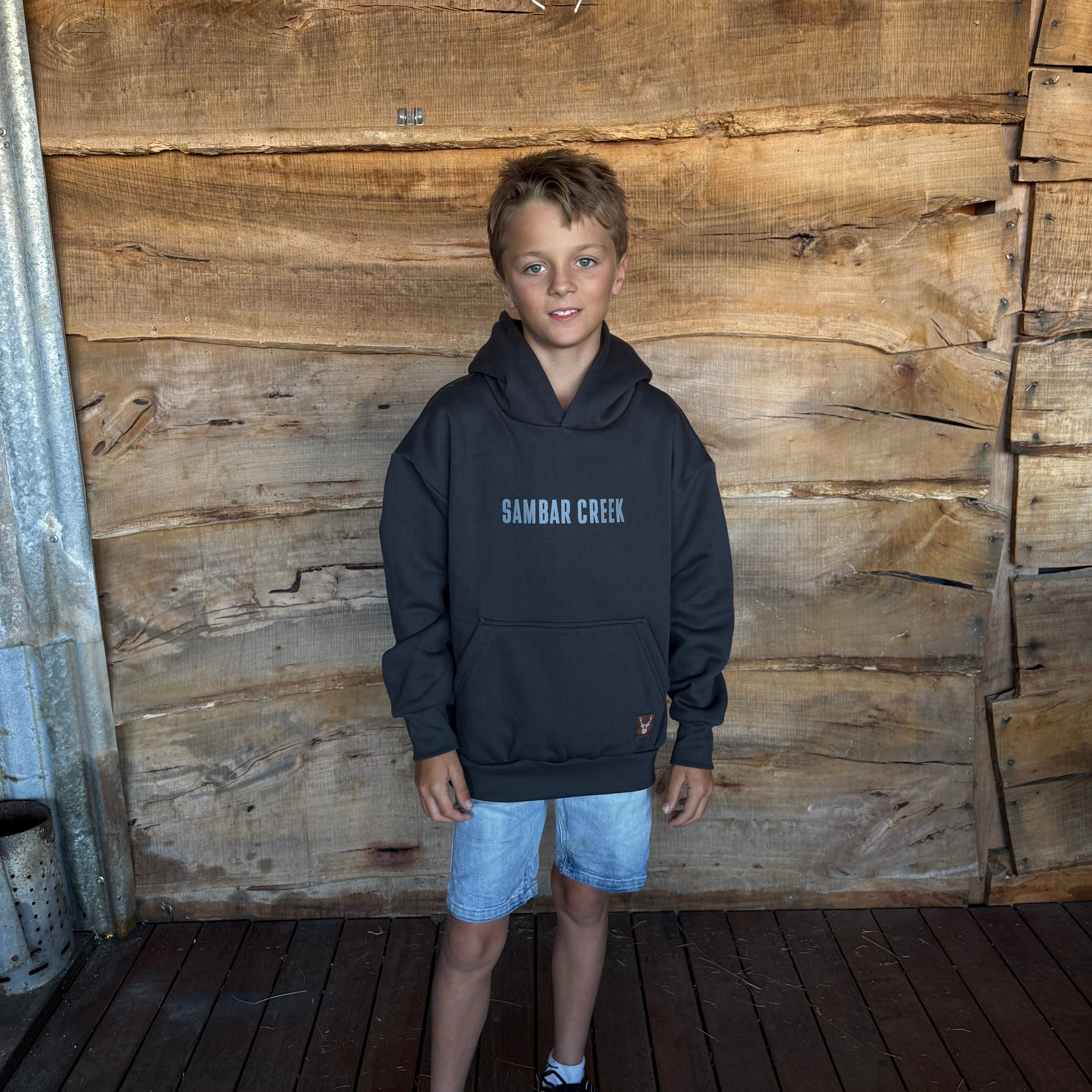 Charcoal Boxy Oversized Hood - KIDS